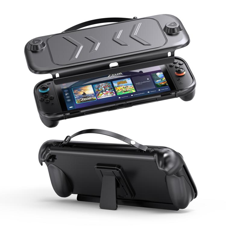 For Nintendo Switch 2 Full-Body Protective Case TPU Base + ABS Cover with Built-in Stand & Carrying Handle(Black) - Cases by buy2fix | Online Shopping UK | buy2fix