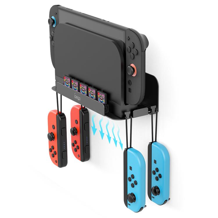 For Nintendo Switch 2 iPega Wall-Mounted Steel Organizer Gaming Shelf with 5 Game Card Slots & 4 Controller Hook - Holder by ipega | Online Shopping UK | buy2fix