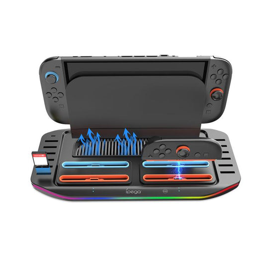 For Nintendo Switch 2 ipega PG-SW2210 Console Joy-Con Controllers Charging Dock, 4 Charging Ports+Touch Control Lighting Effects+12 Game Card Slots - Charger & Power by ipega | Online Shopping UK | buy2fix