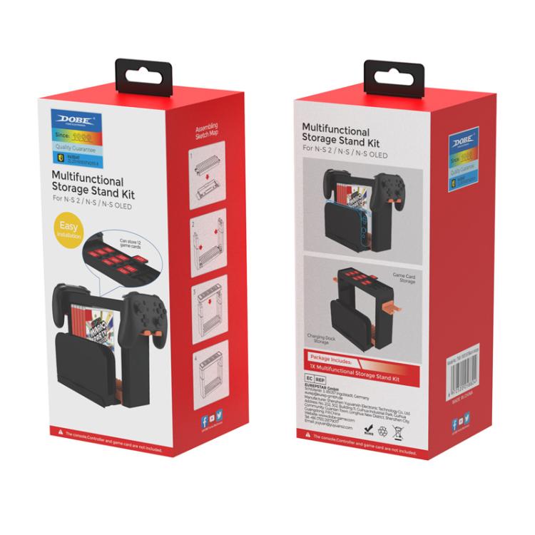 Multi-Function Storage Stand for Nintendo Switch 2/Switch OLED/Switch with 12 Game Cards +15 Case Holders(Black Orange) - Holder by buy2fix | Online Shopping UK | buy2fix