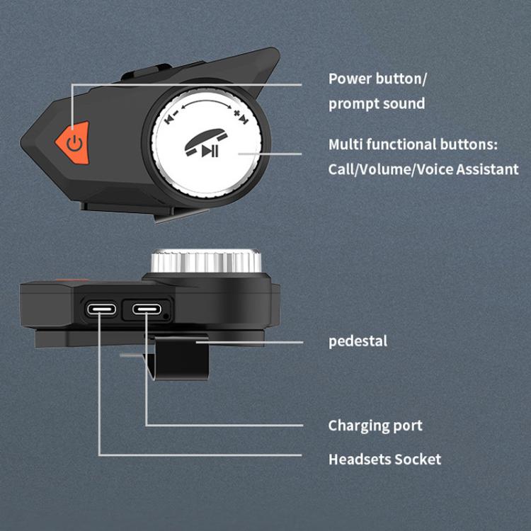 M9 Motorcycle Helmet Bluetooth Headset IPX6 Waterproof,  Auto Answer, HD Sound for Riders/Delivery/Group Intercom(Black) - Motorcycle Walkie Talkie by buy2fix | Online Shopping UK | buy2fix