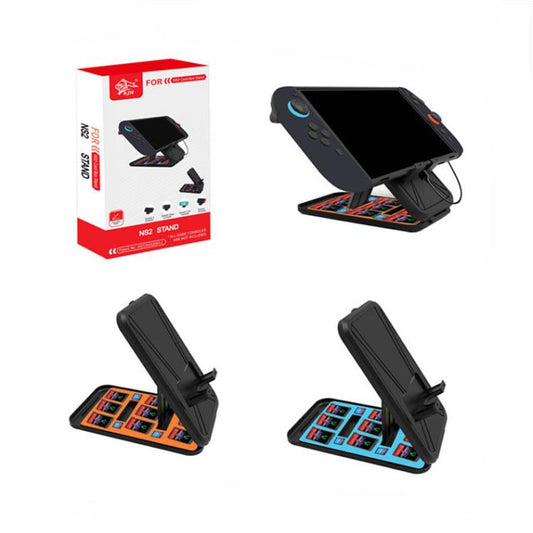 KJH Card Box Stand for Nintendo Switch 2 / Switch OLED / Lite Foldable Holder with 9 Game Card Slots & 4 SD Card Slots(Black Orange) - Holder by KJH | Online Shopping UK | buy2fix