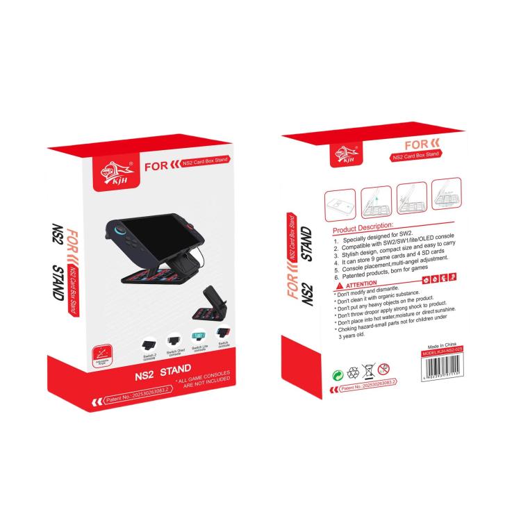 KJH Card Box Stand for Nintendo Switch 2 / Switch OLED / Lite Foldable Holder with 9 Game Card Slots & 4 SD Card Slots(Black Blue) - Holder by KJH | Online Shopping UK | buy2fix
