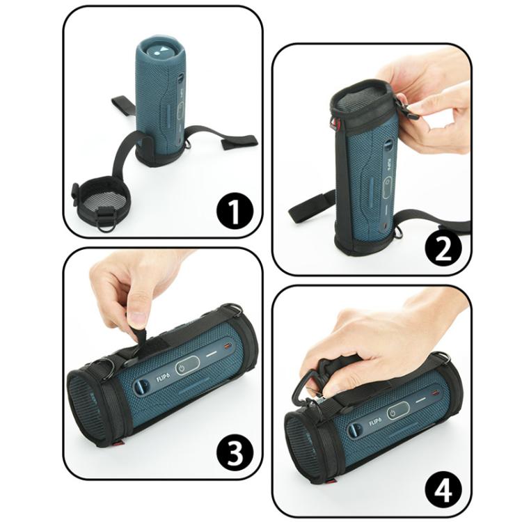 For JBL Flip 7/6 Bluetooth Speaker Portable Protective Case With Single Shoulder Strap(Black) - Protective Case by buy2fix | Online Shopping UK | buy2fix