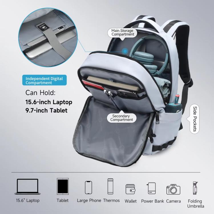 Tigernu Large Capacity Sports & Travel Backpack 15.6 Inch Lightweight Business Laptop Bag(Light Blue) - Backpack by Tigernu | Online Shopping UK | buy2fix