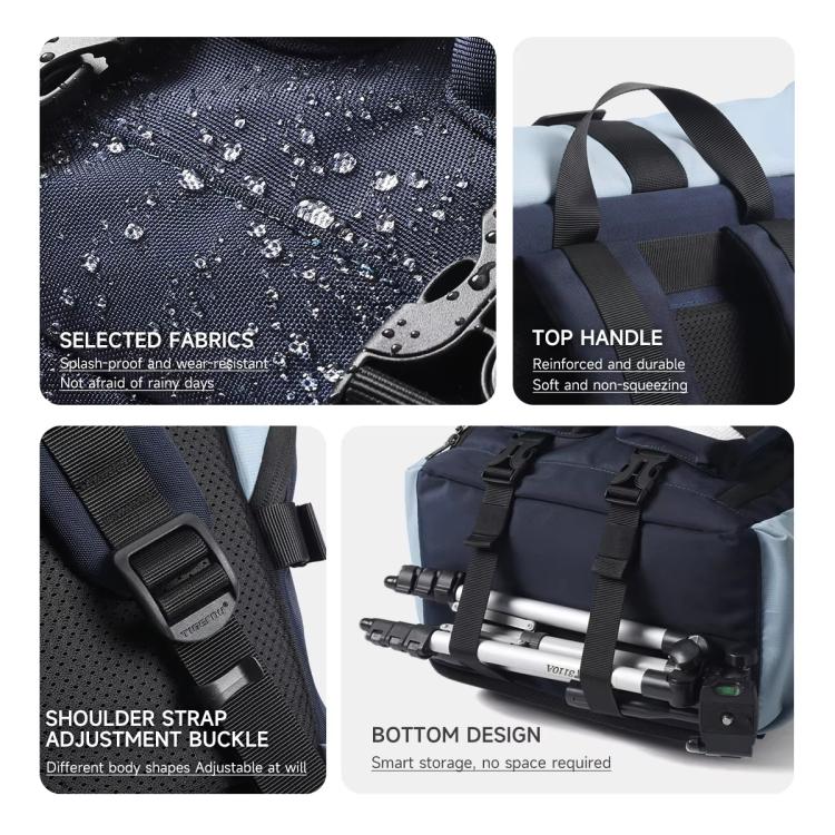 Tigernu Unisex Waterproof Travel Backpack Roll-Top Expandable Design with 15.6-inch Laptop & Tablet Compartment(Sky Blue) - Backpack by Tigernu | Online Shopping UK | buy2fix
