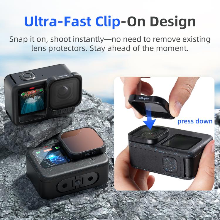 aMagisn AP26 Filter For GoPro HERO13 Black / 12 Black / 11 Black / 10 Black / 9 Black / 11Mini Black, Spec: ND8/ND16/ND32/ND64 - Lens Filter by aMagisn | Online Shopping UK | buy2fix