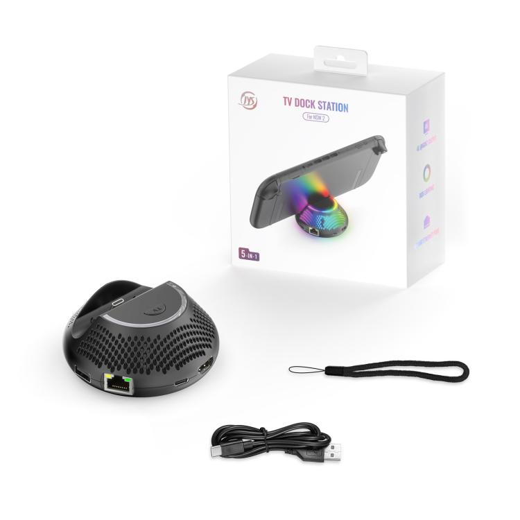 For Nintendo Switch 2 JYS 4K 60Hz TV Dock 5-In-1 HUB With Gigabit Ethernet Port RGB Ambient Lighting - Charger & Power by JYS | Online Shopping UK | buy2fix