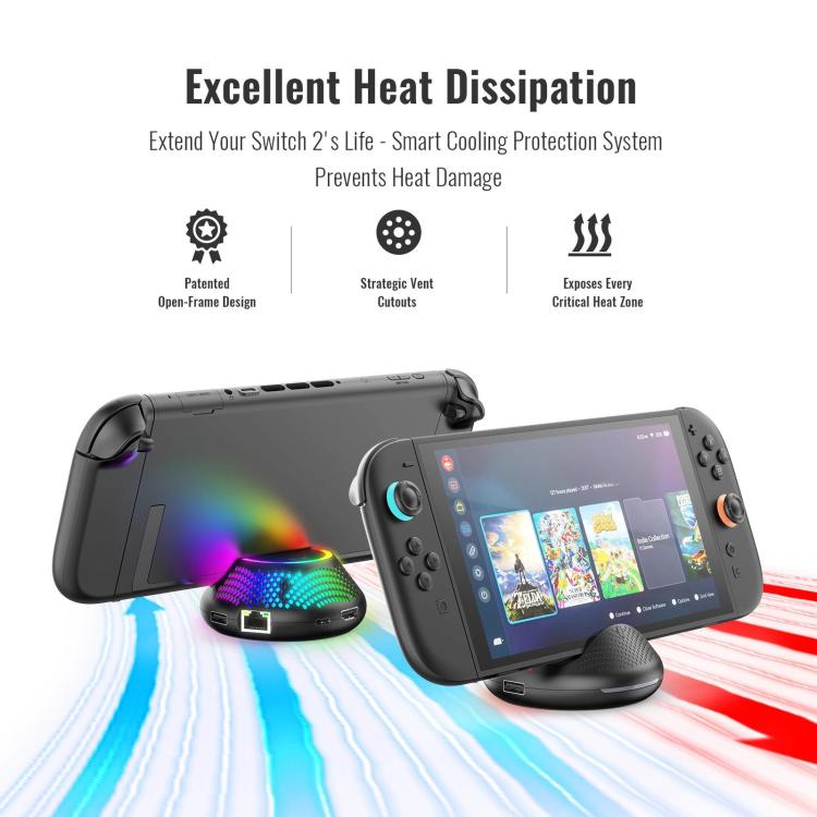 For Nintendo Switch 2 JYS 4K 60Hz TV Dock 5-In-1 HUB With Gigabit Ethernet Port RGB Ambient Lighting - Charger & Power by JYS | Online Shopping UK | buy2fix