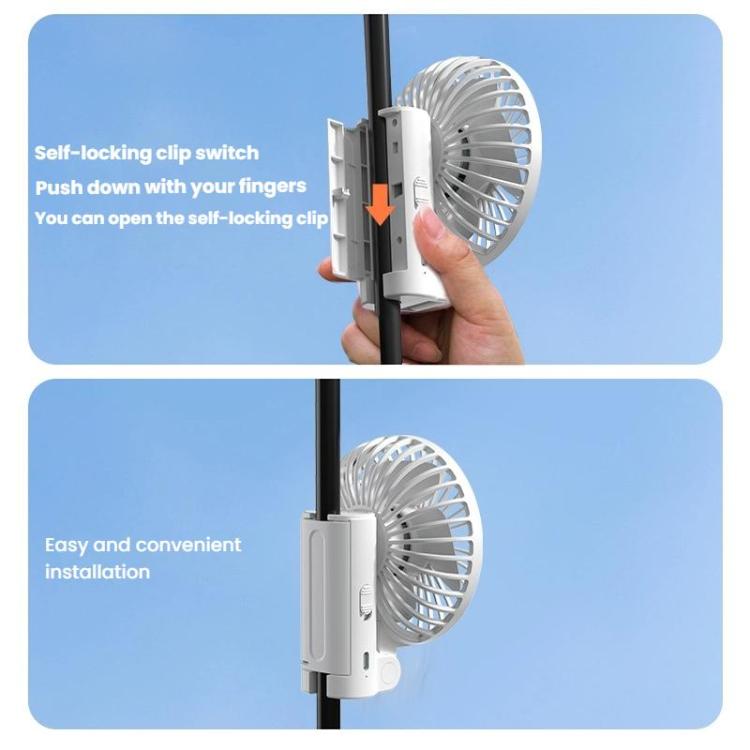 Folding Hanging Umbrella Fan USB Handheld Portable Umbrella Clip Fan Compact Desktop Fan(White) - Electric Fans by buy2fix | Online Shopping UK | buy2fix