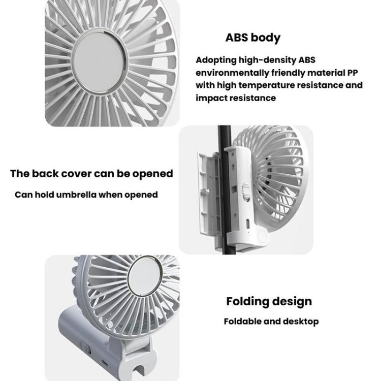 Folding Hanging Umbrella Fan USB Handheld Portable Umbrella Clip Fan Compact Desktop Fan(White) - Electric Fans by buy2fix | Online Shopping UK | buy2fix