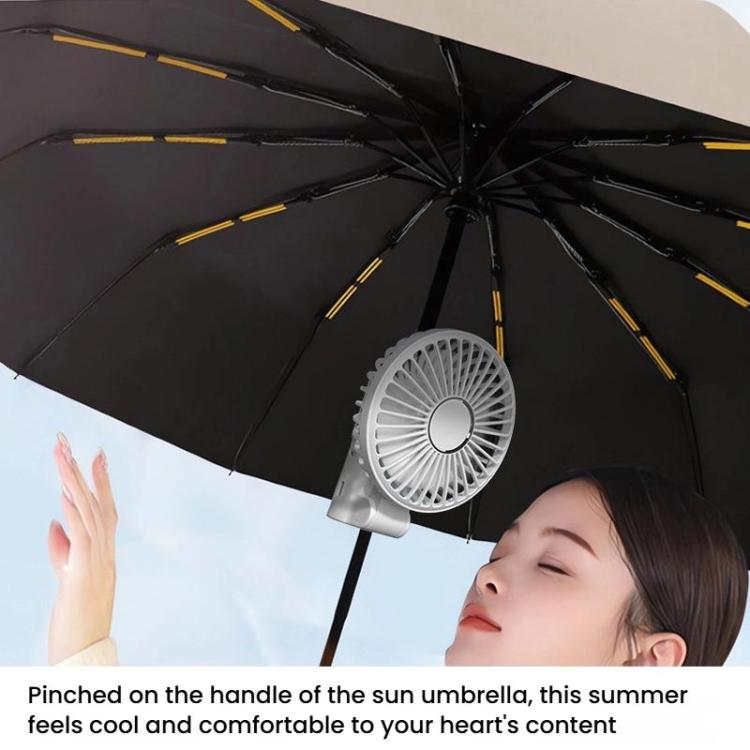 Folding Hanging Umbrella Fan USB Handheld Portable Umbrella Clip Fan Compact Desktop Fan(White) - Electric Fans by buy2fix | Online Shopping UK | buy2fix