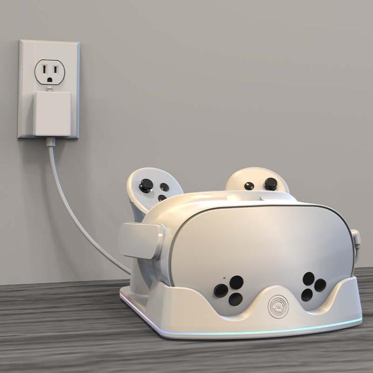 For Meta Quest 3S / 3 / 2 iplay HBV-641 Handle Storage Rack VR Headset Charging Stand With LED Light(White) - VR Accessories by iplay | Online Shopping UK | buy2fix