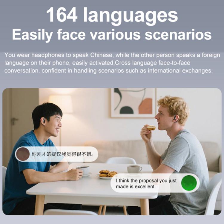 164 Languages Simultaneous Interpretation Intelligent Bluetooth Earphones(Black) - by buy2fix | Online Shopping UK | buy2fix