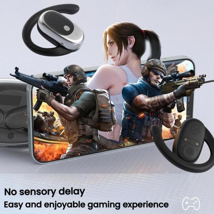 Air Conduction Bluetooth Earphones With Transparent Digital Display Case(Black) - Bluetooth Earphone by buy2fix | Online Shopping UK | buy2fix