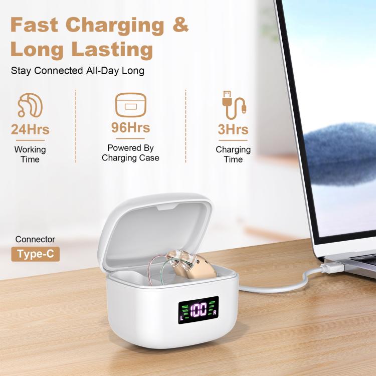 Sound Amplifying Hearing Aid With Magnetic Charging Case(Skin Color) - Hearing Aids by buy2fix | Online Shopping UK | buy2fix