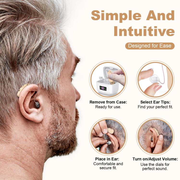 Sound Amplifying Hearing Aid With Magnetic Charging Case(Skin Color) - Hearing Aids by buy2fix | Online Shopping UK | buy2fix