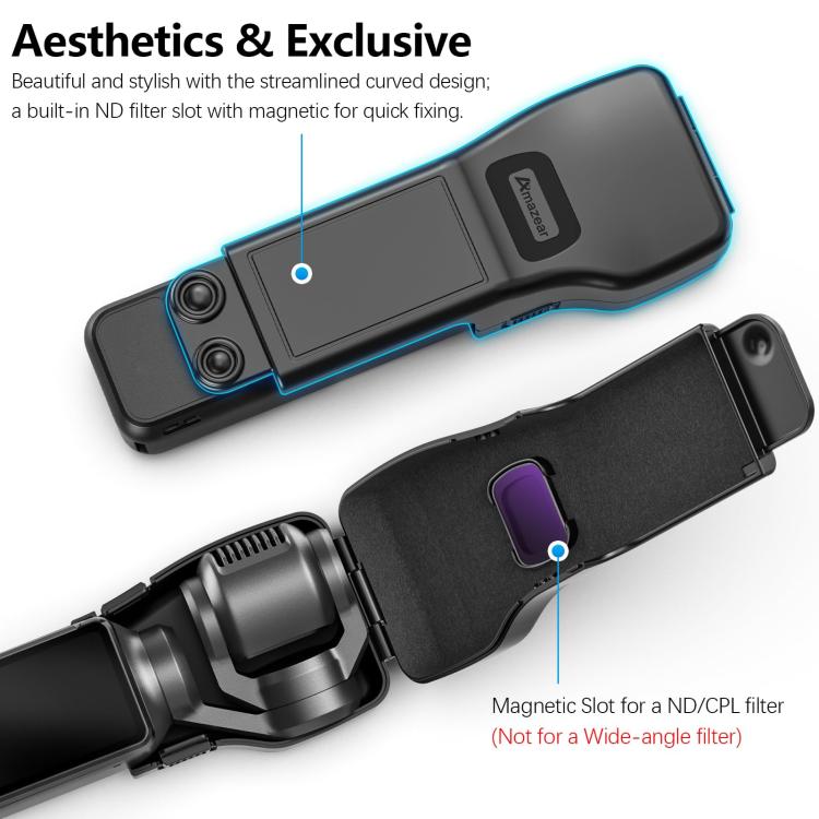For DJI Osmo Pocket 3 Amazear Protective Case All-in-One Anti-Scratch Cover with Built-in Filter Slot(Black) - Case & Bags by Amazear | Online Shopping UK | buy2fix
