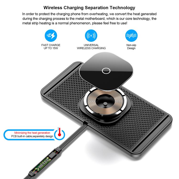 Car Magnetic Avoid Camera Wireless Charging Anti-slip Pad(USB Interface 0.3m) - Wireless Charging Pads by buy2fix | Online Shopping UK | buy2fix