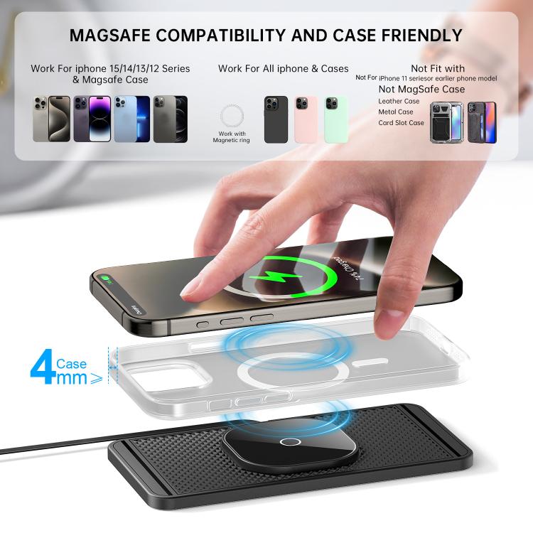 Car Magnetic Avoid Camera Wireless Charging Anti-slip Pad(USB Interface 0.3m) - Wireless Charging Pads by buy2fix | Online Shopping UK | buy2fix