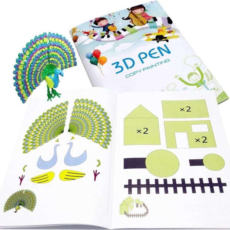 22 Pictures Small 3D Printing Pen High Low Temperature Compatible Drawing Book With Tracing Board - Parts by buy2fix | Online Shopping UK | buy2fix