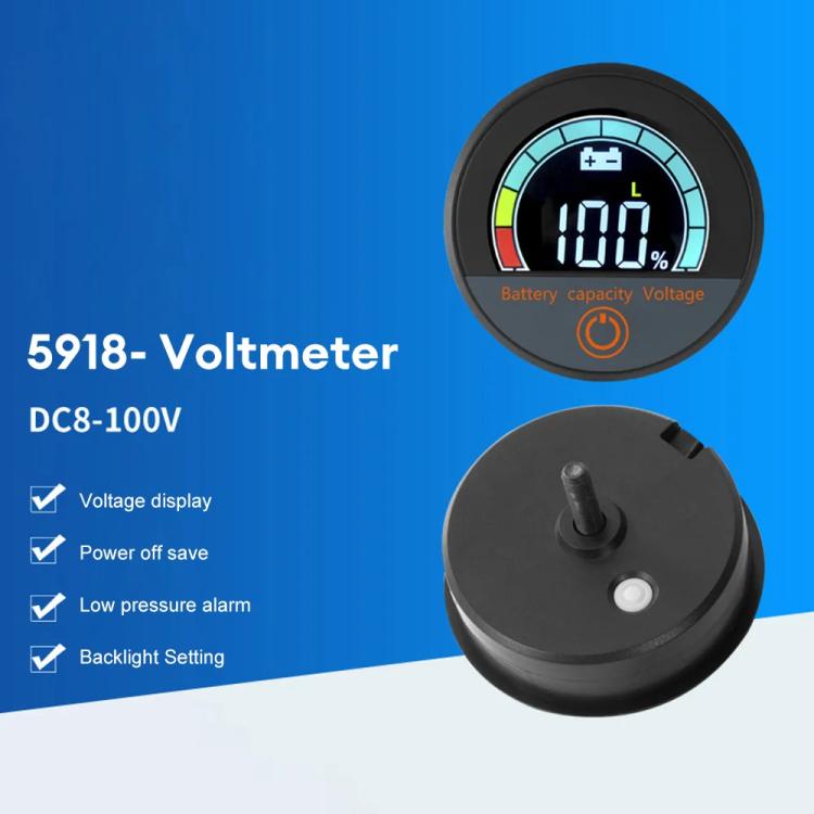 DC 8-100V Lithium Lead-acid Battery Circular Digital Display Meter, Specification: Handlebar Installation - Electrical Instruments by buy2fix | Online Shopping UK | buy2fix