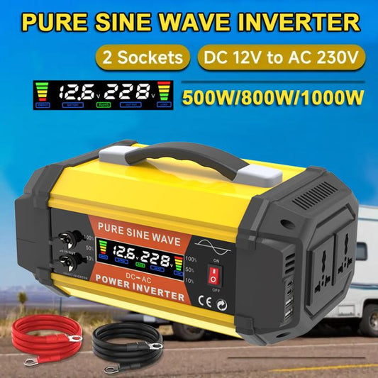 Gurxun Pure Sine Wave Inverter With Dual AC Outlets 2 USB + 2 Type-C Ports Car Power Converter, Spec: PQ800W Universal Socket 12V To 220V - Pure Sine Wave by Gurxun | Online Shopping UK | buy2fix