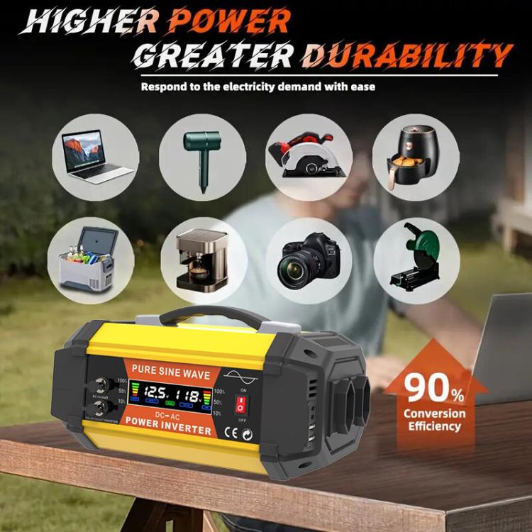 Gurxun Pure Sine Wave Inverter With Dual AC Outlets 2 USB + 2 Type-C Ports Car Power Converter, Spec: PQ500W Brazil Plug 12V To 220V - Pure Sine Wave by Gurxun | Online Shopping UK | buy2fix