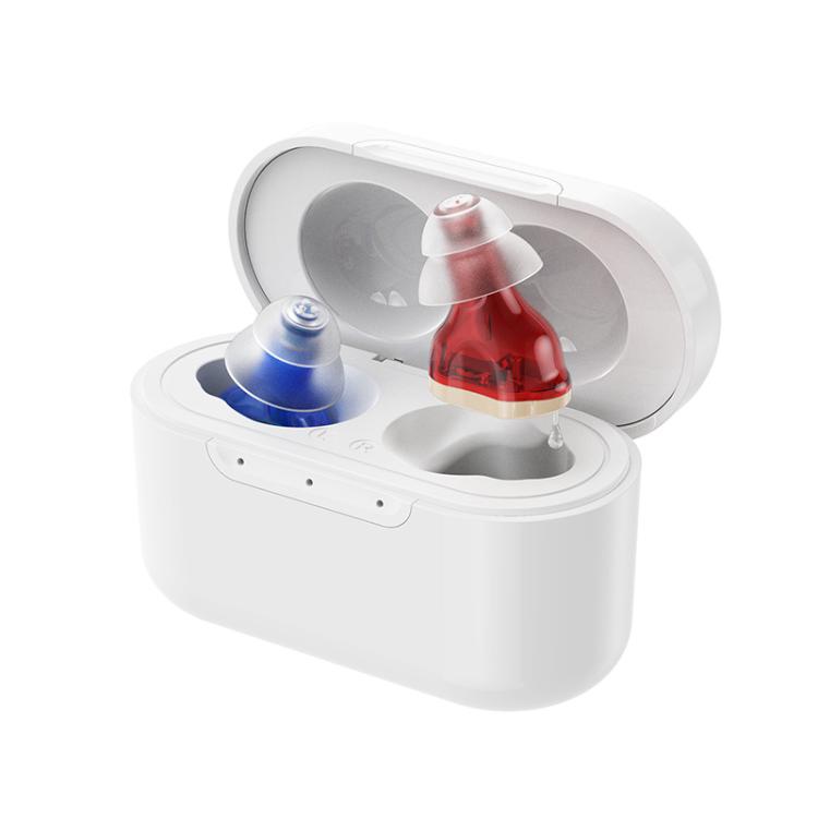 CIC Invisible Hearing Amplifier With Mini Charging Case Portable Hearing Aid Device For Seniors(Red Blue) - Hearing Aids by buy2fix | Online Shopping UK | buy2fix