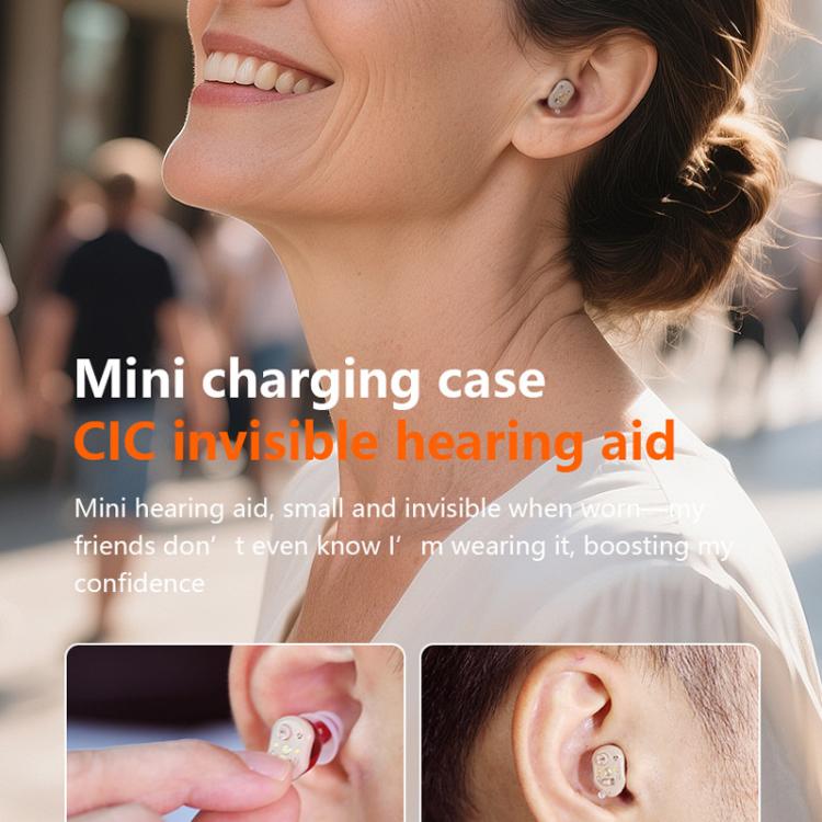 CIC Invisible Hearing Amplifier With Mini Charging Case Portable Hearing Aid Device For Seniors(Red Blue) - Hearing Aids by buy2fix | Online Shopping UK | buy2fix