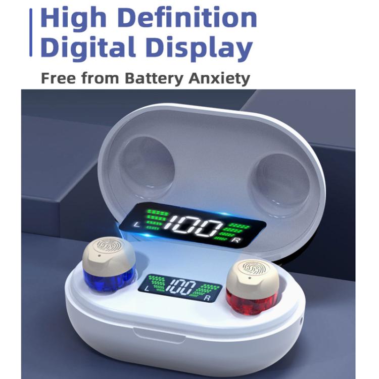 Wireless Invisible Hearing Aid With Digital Display Charging Case & Touch Control White+White - Hearing Aids by buy2fix | Online Shopping UK | buy2fix