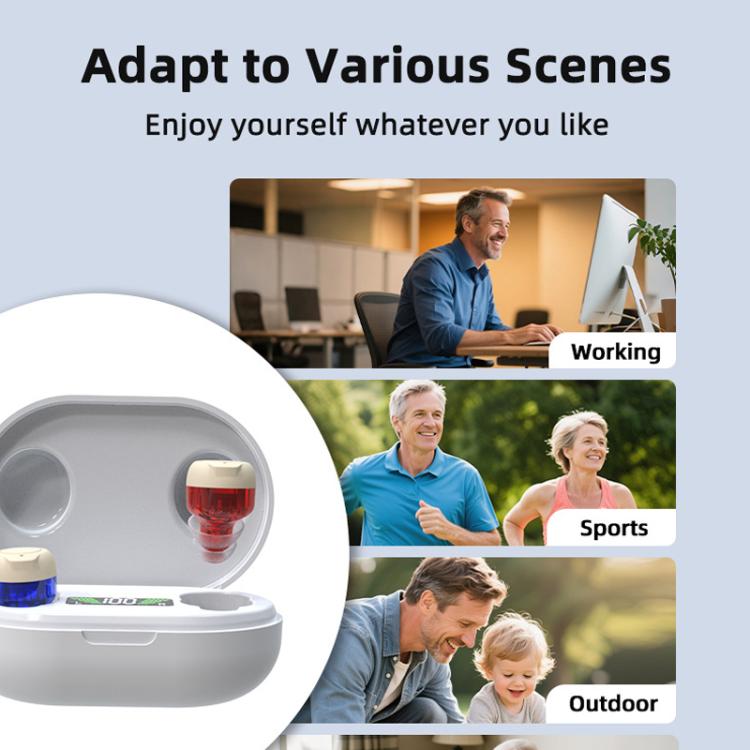 Wireless Invisible Hearing Aid With Digital Display Charging Case & Touch Control White+White - Hearing Aids by buy2fix | Online Shopping UK | buy2fix