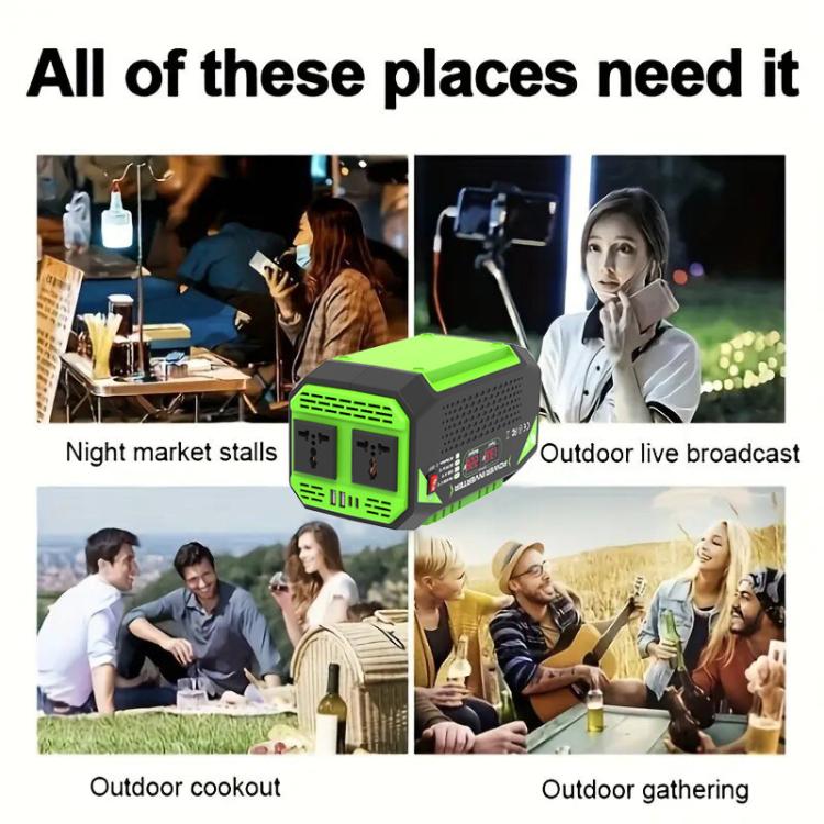 Gurxun Car Pure Sine Wave Inverter Dual AC Sockets + 2 USB + 2 Type-C Ports Outdoor Car Power Converter, Spec: 300W Brazil Plug 12V To 220V - Pure Sine Wave by Gurxun | Online Shopping UK | buy2fix