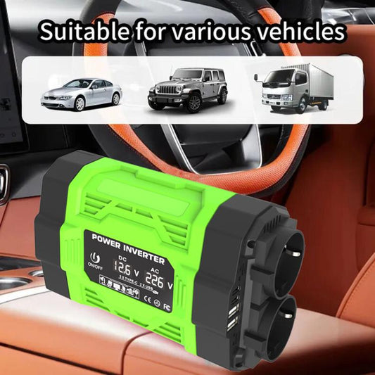 Gurxun Modified Wave Inverter With 18W Solar Panel + 30A Controller Dual Socket + 2 USB + 2 Type-C Ports, Spec: 300W Brazil Plug 12V To 220V - Modified Square Wave by Gurxun | Online Shopping UK | buy2fix