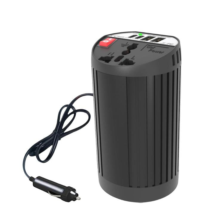 Gurxun 200W Modified Wave Intelligent Car Inverter Dual USB + Dual Type-C Port Car Power Converter, Spec: Universal Socket 12V To 110V - Modified Square Wave by Gurxun | Online Shopping UK | buy2fix