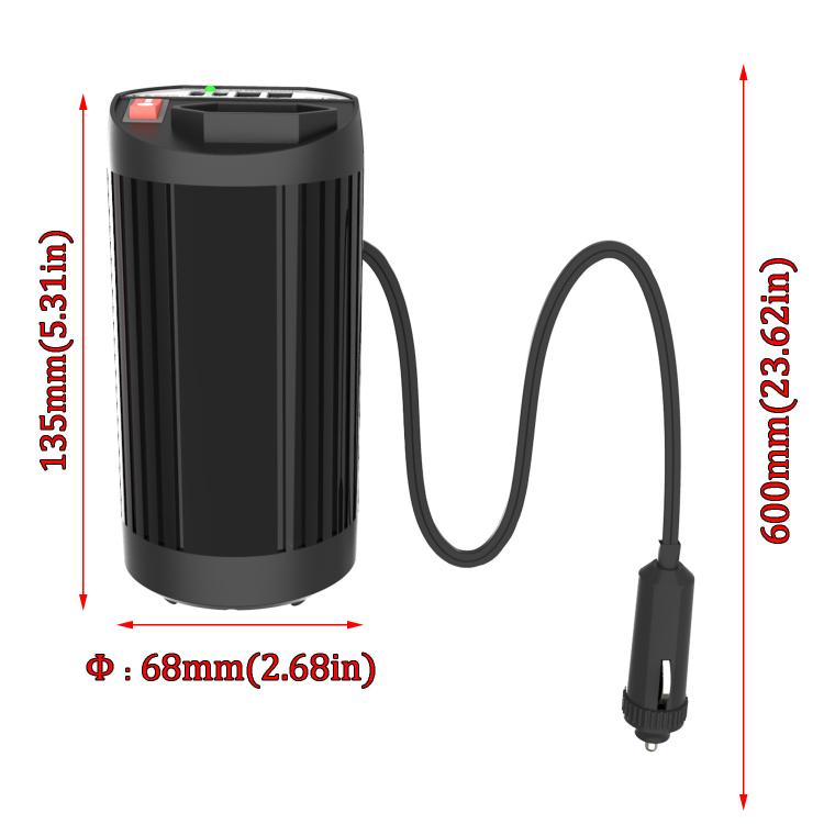 Gurxun 200W Modified Wave Intelligent Car Inverter Dual USB + Dual Type-C Port Car Power Converter, Spec: Brazil Plug 12V To 220V - Modified Square Wave by Gurxun | Online Shopping UK | buy2fix