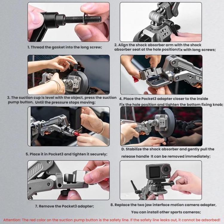 For DJI OSMO POCKET 3 BRDRC Car Suction Cup Expansion Fixed Clip Shock Absorber Bracket(PO3016) - Mount & Holder by BRDRC | Online Shopping UK | buy2fix