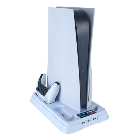 For PS5 Pro / PS5 Slim / PS5 Multifunctional Cooling Base With Dual Handle Charging Dock, Style: YH66 Black White - Charger & Power by buy2fix | Online Shopping UK | buy2fix