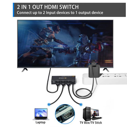 KCEVE SW21 2 In 1 Out HDMI Two-Way Switch 8K 60Hz HD Computer TV Video Splitter - Switch by KCEVE | Online Shopping UK | buy2fix