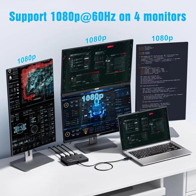 KCEVE MSTH14 USB / Type-C To 4 HDMI Port Adapter KVM Switch - Switch by KCEVE | Online Shopping UK | buy2fix