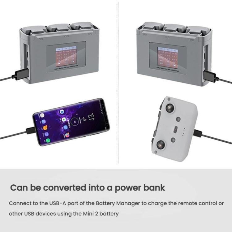 For DJI Mini 2 SE/Mini 2/Mini 4K YX 3-way Battery Charging Hub With Color Screen(Gray) - Other by YX | Online Shopping UK | buy2fix