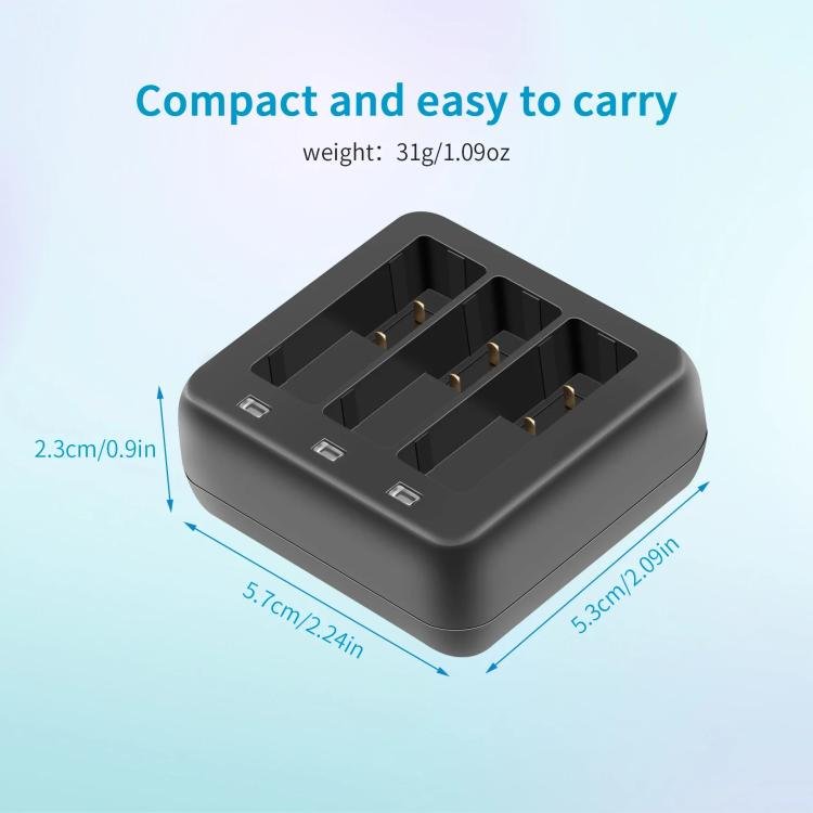For DJI Osmo Action 4/Action 3 YX 3-Slot Battery Charger Hub Compact Charging Station(Black) - Cable & Charger by YX | Online Shopping UK | buy2fix