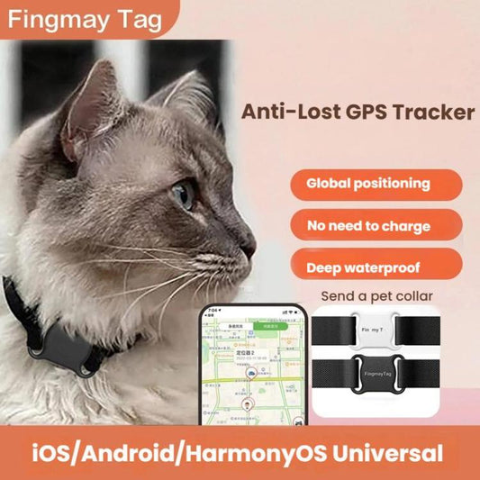 GPS Tracker For Cats & Dogs Global Real-Time Tracking Collar Anti-Loss Waterproof Pet Locator Compatible Findmytag APP(White) - Personal Tracker by buy2fix | Online Shopping UK | buy2fix
