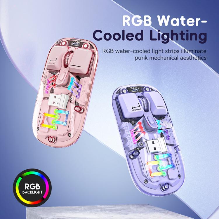 IMICE T300 4 Keys 1600DPI RGB Luminous Mouse Bluetooth Dual Mode Charging Wireless Silent Mouse With Magnetic Back Cover(Pink) - Wireless Mice by iMICE | Online Shopping UK | buy2fix