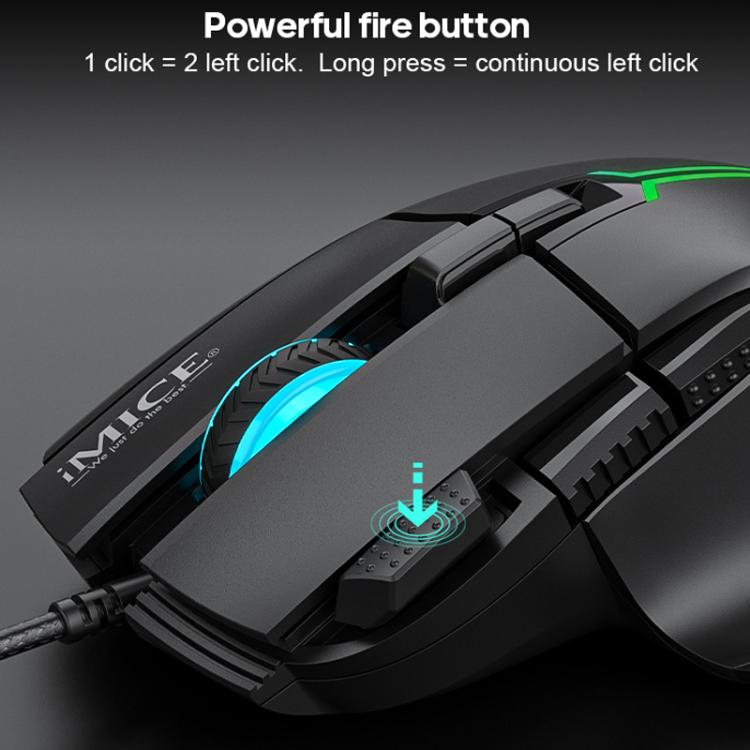 IMICE T50 8 Keys 12800DPI Wired Gaming Mouse With Adjustable DPI And RGB Lighting(Black) - Wired Mice by iMICE | Online Shopping UK | buy2fix