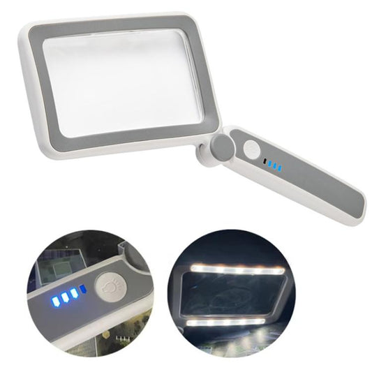 3.5X 12LED Folding Magnifying Glass Handheld Reading Glass With Charge Display(White) - Others by buy2fix | Online Shopping UK | buy2fix