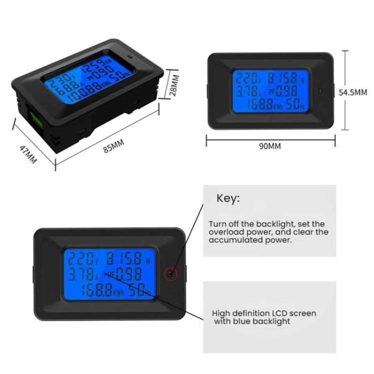 Multifunctional Electric Meter AC Digital Voltage Frequency Monitor, Specification: AC 100A 22000W With Transformer - Current & Voltage Tester by buy2fix | Online Shopping UK | buy2fix
