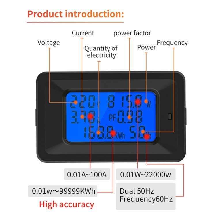 Multifunctional Electric Meter AC Digital Voltage Frequency Monitor, Specification: AC 100A 22000W With Transformer - Current & Voltage Tester by buy2fix | Online Shopping UK | buy2fix