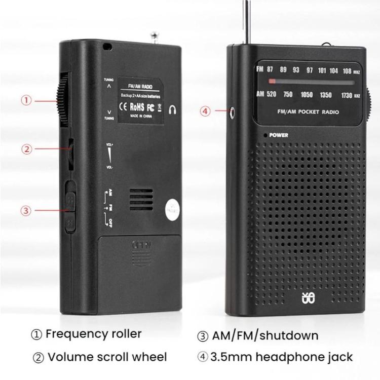 FM/AM Full-Band Channel Pocket Portable Pointer Radio Player(White) - Radio Player by buy2fix | Online Shopping UK | buy2fix