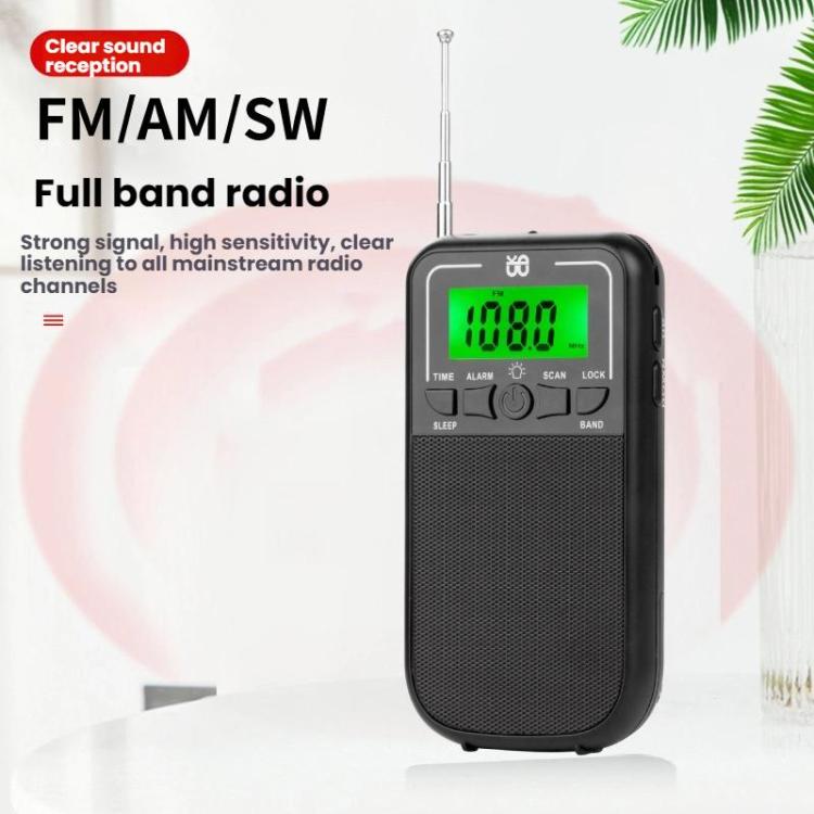 Portable FM/AM/SW Multi-Band High-Sensitivity Clock-Controlled Radio Player, Specification: For US(Red) - Radio Player by buy2fix | Online Shopping UK | buy2fix